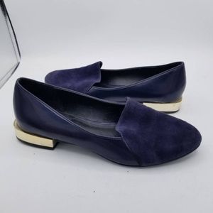 Aldo Womens Abbatha Loafer Flat Shoes Blue Leather Slip On Almond Toe 6 EUR 36